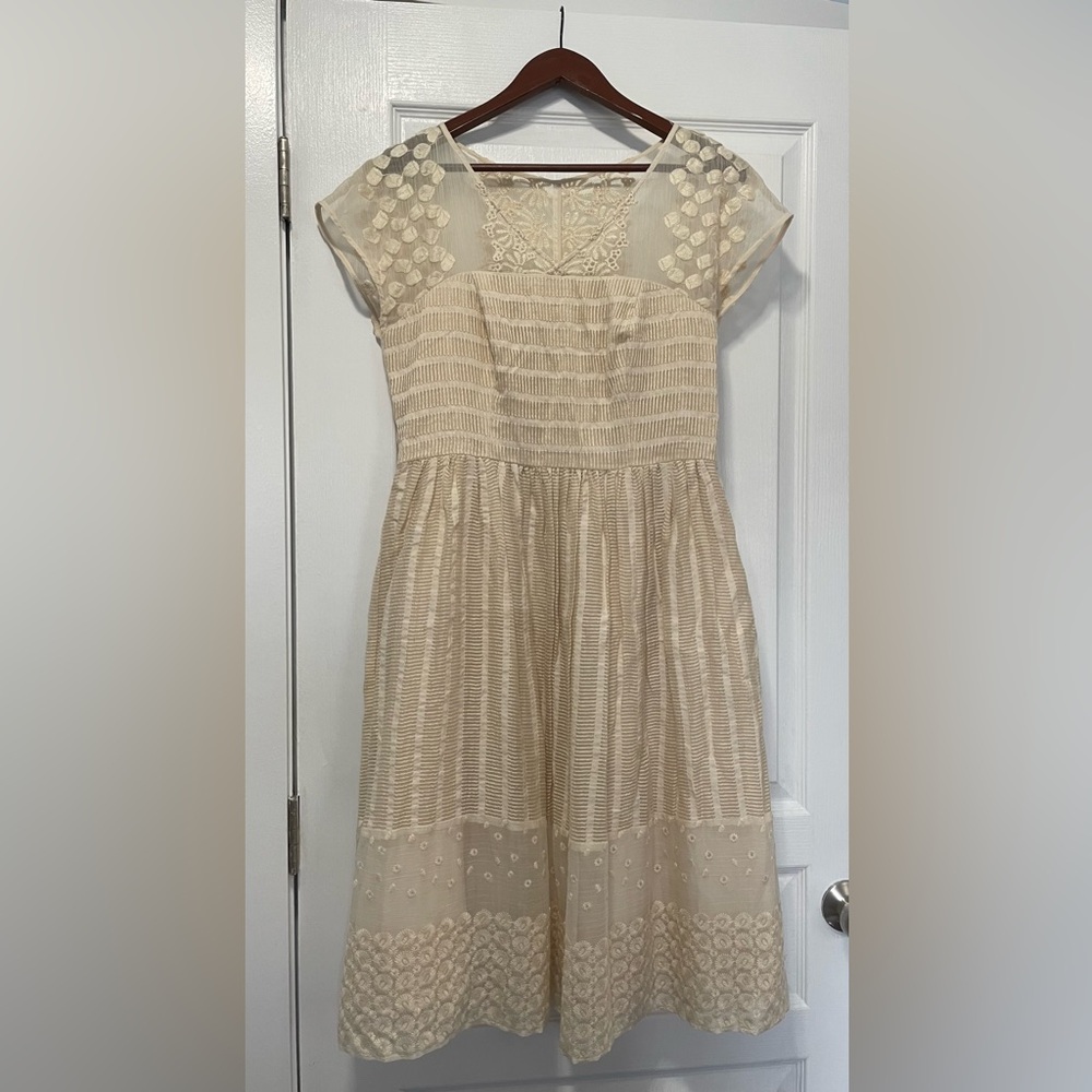 Moulinette Soeurs Cream Ribbon Dress